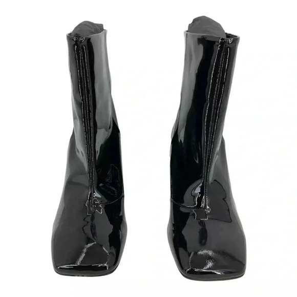 Good American Black Patent Leather Square Toe Boots Size 8 NWT $249 MSRP - Picture 3 of 5